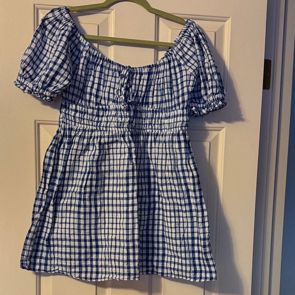 Blue and White Checkered Dress